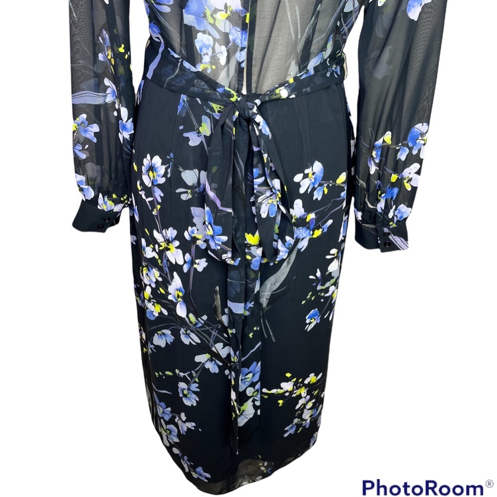 Reiss Navy Floral Midi Dress with Lavender and Green Accents - Picture 11 of 16